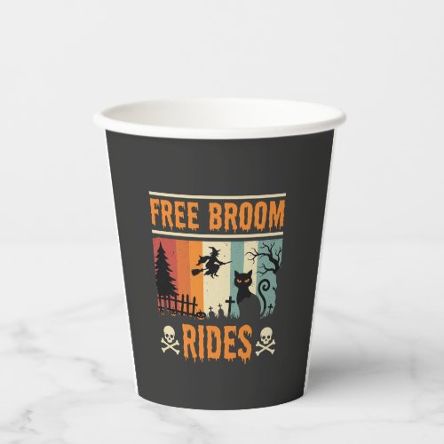 Halloween Free Broom Rides Witch Cat Paper Cups