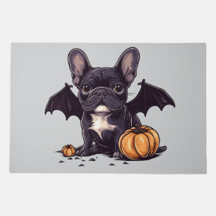 Halloween French Bulldog Bat Wings Pumpkins Doormat