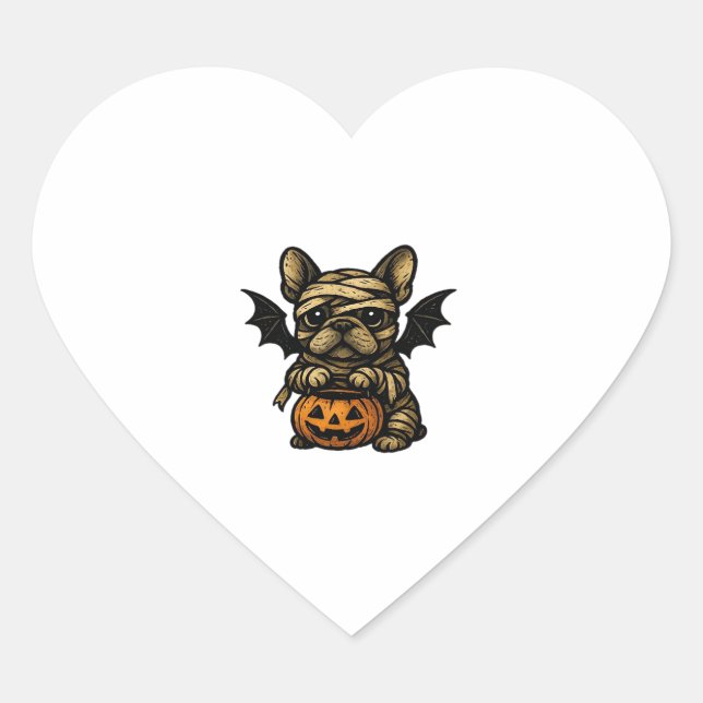 Halloween French Bulldog � Cute Spooky Dog Art Cla Heart Sticker (Front)