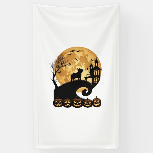 Halloween French Bulldog Moon Spooky Pumpkins Haun Banner