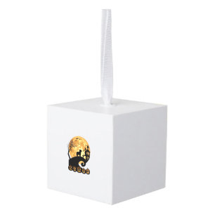Halloween French Bulldog Moon Spooky Pumpkins Haun Cube Ornament