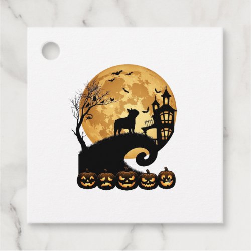Halloween French Bulldog Moon Spooky Pumpkins Haun Favor Tags