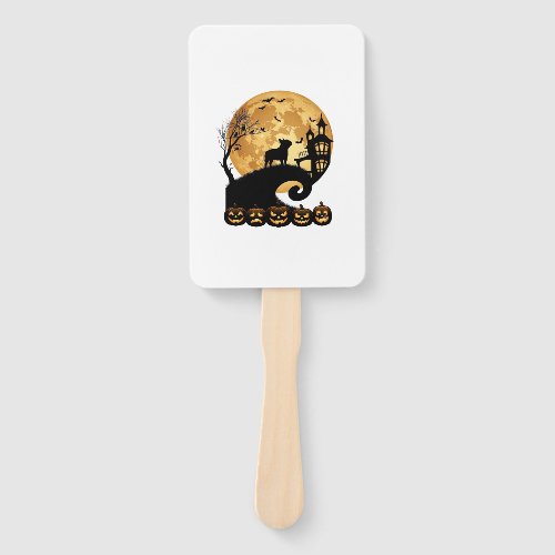 Halloween French Bulldog Moon Spooky Pumpkins Haun Hand Fan
