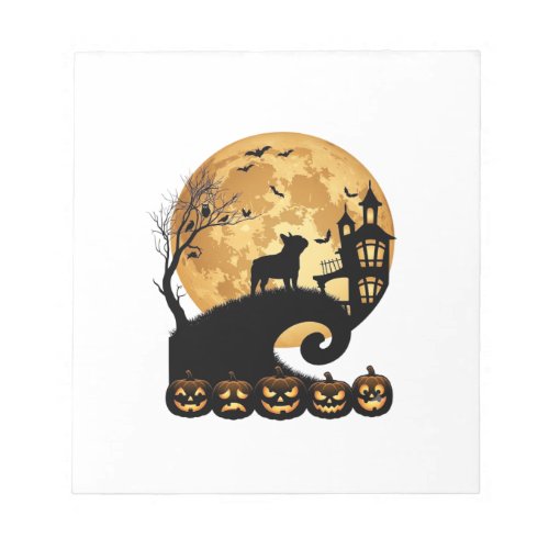 Halloween French Bulldog Moon Spooky Pumpkins Haun Notepad