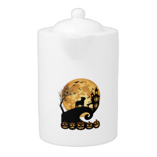 Halloween French Bulldog Moon Spooky Pumpkins Haun Teapot