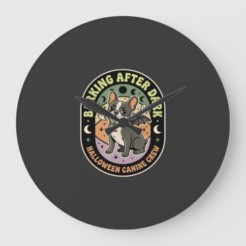 Halloween French Bulldog Night Patrol Large Clock
