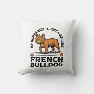 Halloween French Bulldog Pumpkin Costume Shirt_1 Throw Pillow