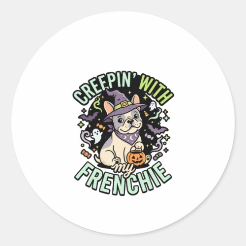 Halloween French Bulldog Spooky Companion Classic Round Sticker