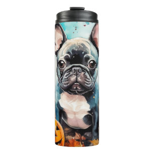 Halloween French Bulldog With Pumpkins Scary Thermal Tumbler