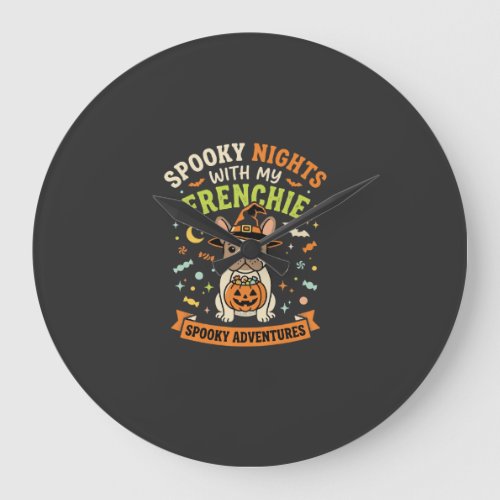 Halloween Frenchie Night Companion Large Clock
