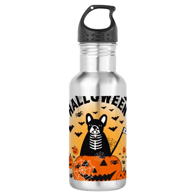 Halloween Frenchie Stainless Steel Water Bottle (Front)
