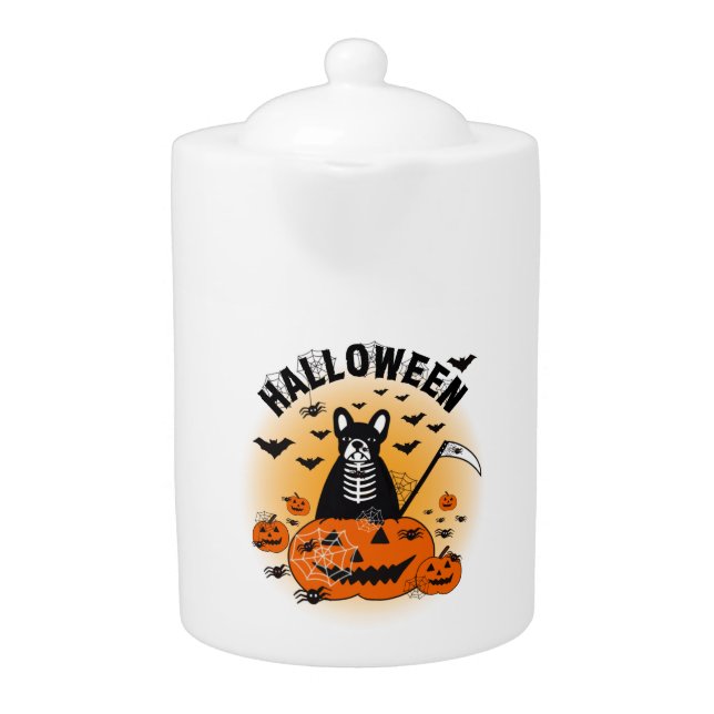 Halloween Frenchie Teapot (Front)
