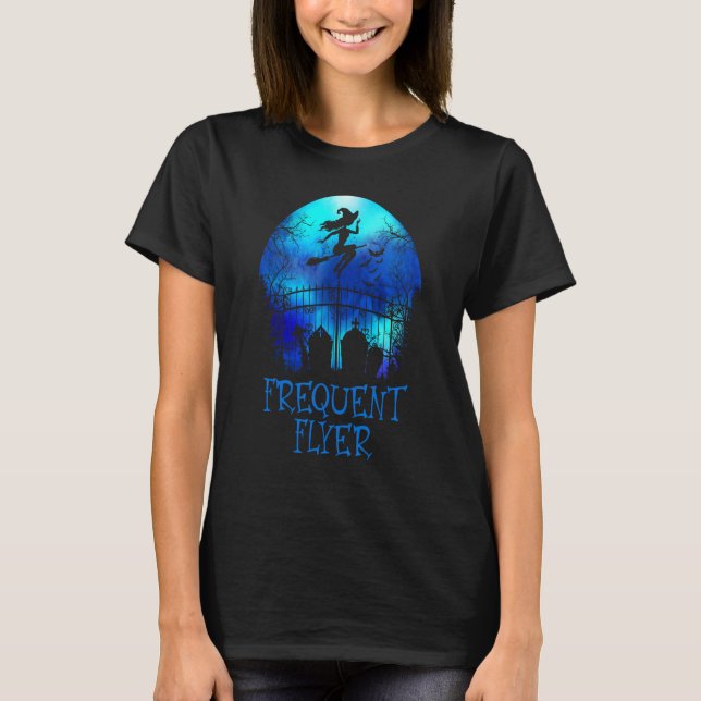 Halloween Frequent Flyer In The Cemetery Lazy Cost T-Shirt (Front)
