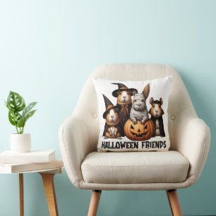 Halloween Friends Capybara Throw Pillow