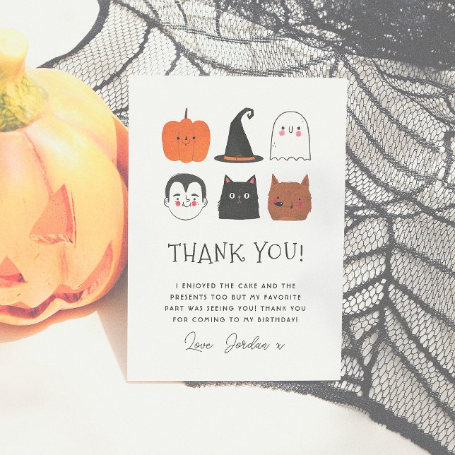 Halloween Friends Cute Modern Birthday Thank You Card (Creator Uploaded)