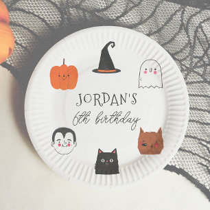 Halloween Friends Cute Modern Boy Birthday Party Paper Plates