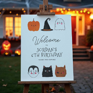 Halloween Friends Modern Birthday Welcome Sign