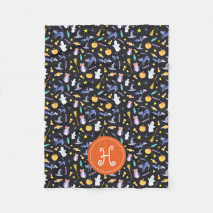 Halloween Friends Monogram Fleece Blanket