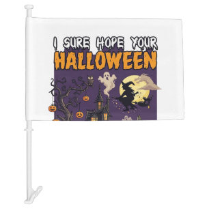 Halloween Fright Haunted House Witch Ghost_1 Car Flag