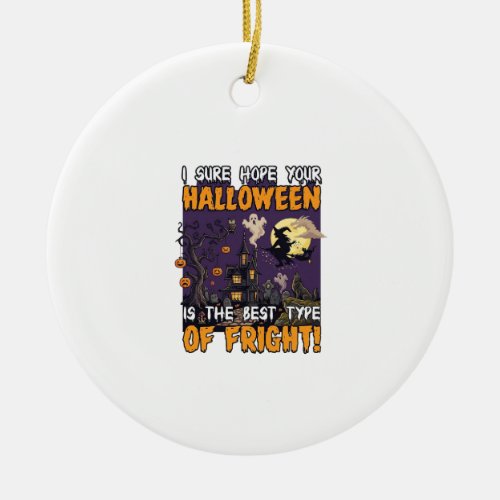 Halloween Fright Haunted House Witch Ghost_1 Ceramic Ornament