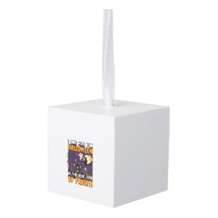 Halloween Fright Haunted House Witch Ghost_1 Cube Ornament