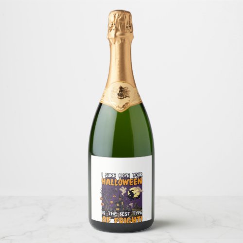 Halloween Fright Haunted House Witch Ghost_1 Sparkling Wine Label