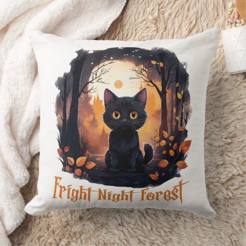Halloween Fright Night Forest  Throw Pillow