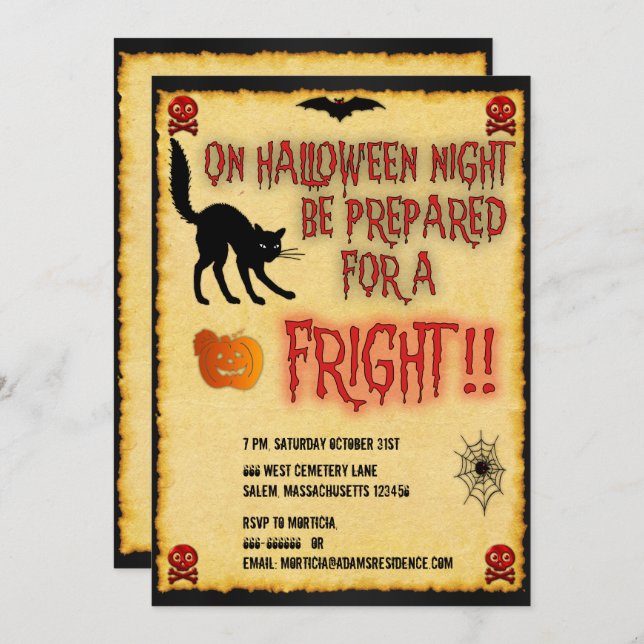 Halloween Fright Night Invitation (Front/Back)