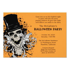 Halloween Fright Night Skull Costume Party Card