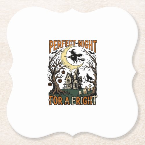 Halloween Fright Witch Vintage Haunted Night Tee_1 Paper Coaster