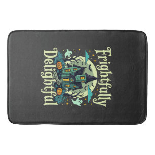 Halloween Frightfully Delightful Haunted House Vec Bath Mat