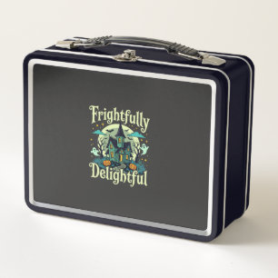 Halloween Frightfully Delightful Haunted House Vec Metal Lunch Box