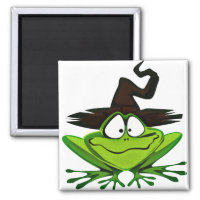 Halloween Frog in Witch Hat Magnet