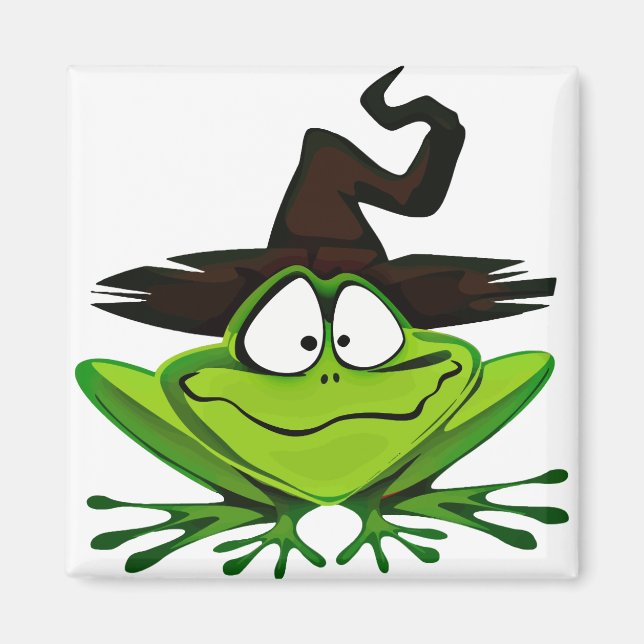 Halloween Frog in Witch Hat Magnet (Front)