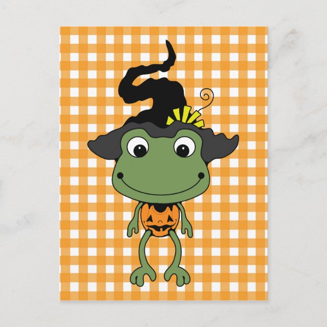 Halloween Frog Witch Postcard (Front)