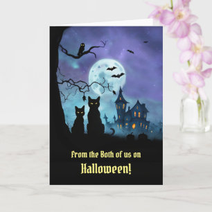 Halloween from Both of Us Cute two Black Cats Card