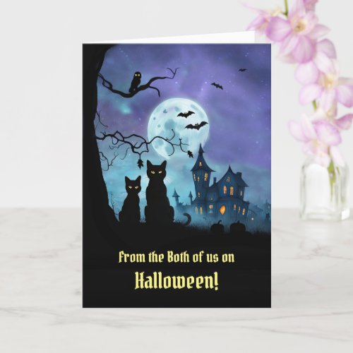 Halloween from Both of Us Cute two Black Cats  Card