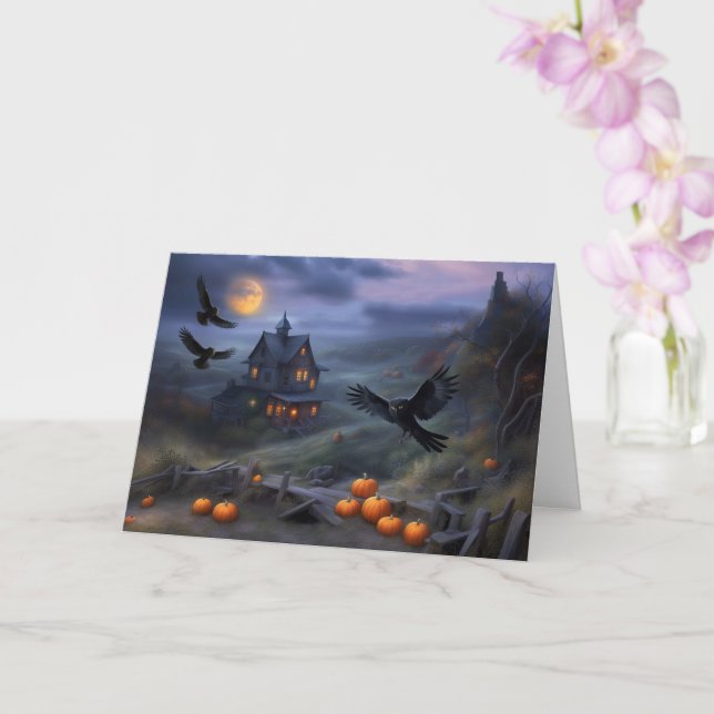 Halloween from Our House to Yours Cute Haunt Card (Orchid)