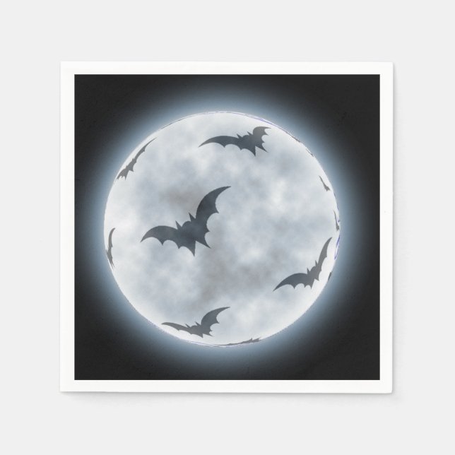 Halloween Full Moon Bats design, Paper Napkins (Front)