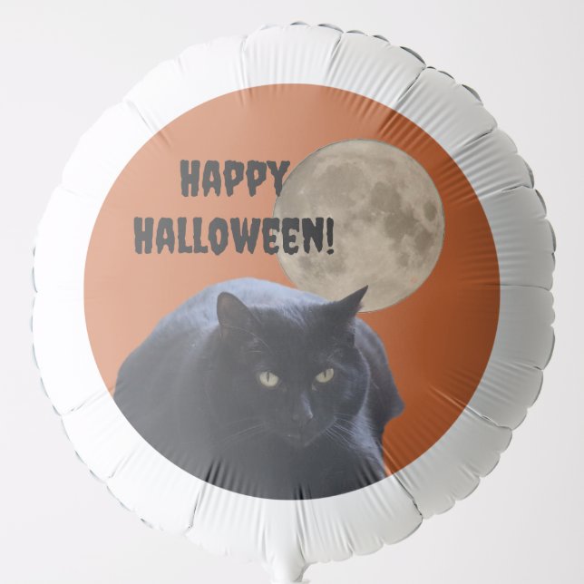 Halloween Full Moon Black Cat Balloon (Front)