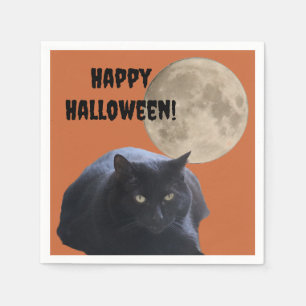 Halloween Full Moon Black Cat Napkins