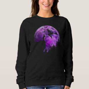 Halloween Full Moon Cat In A Cliff Witch Flying Ba Sweatshirt