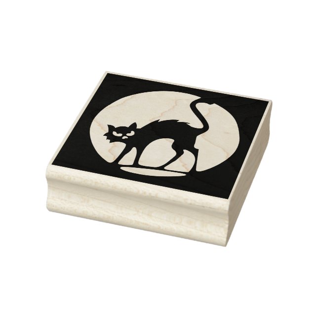 Halloween Full Moon Cat Rubber Art Stamp (Stamp)