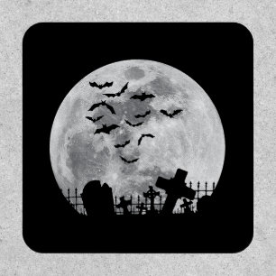 Halloween Full Moon Cemetery Graveyard Spooky Bats Patch