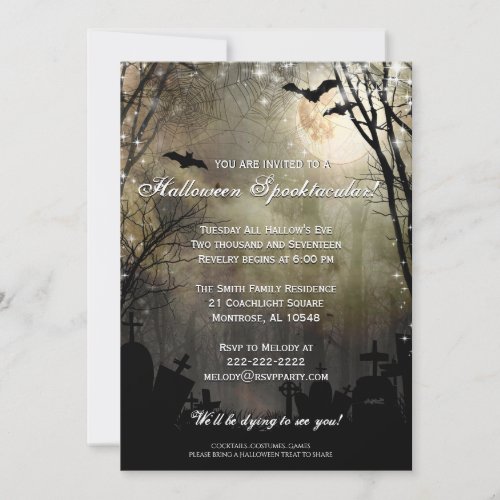 Halloween Full Moon Graveyard Party Invitation