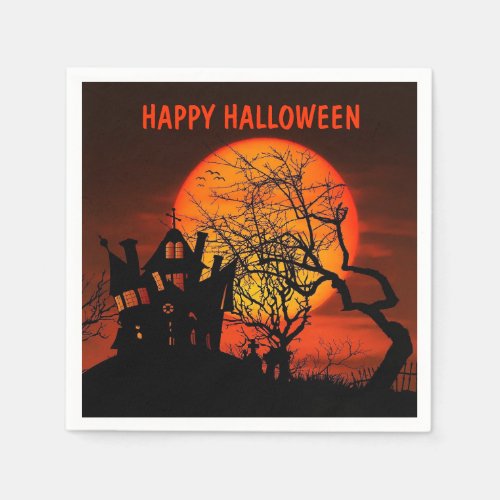 Halloween Full Moon Haunted House Horror Night Nap Napkins
