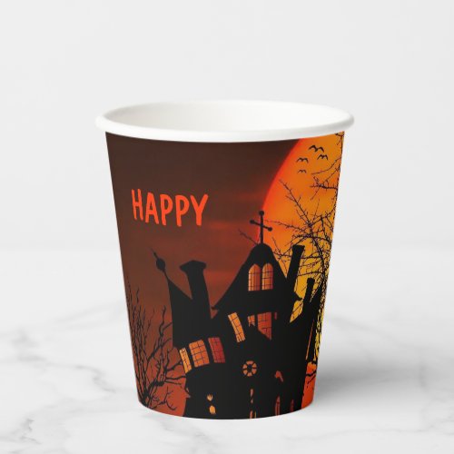 Halloween Full Moon Haunted House Horror Night Paper Cups