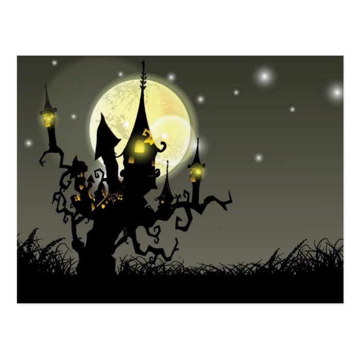 Halloween full moon night background post cards