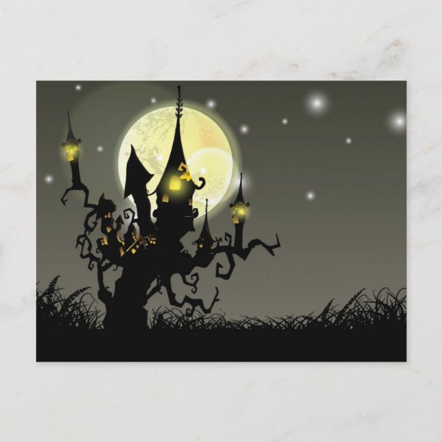Halloween full moon night background postcard (Front)