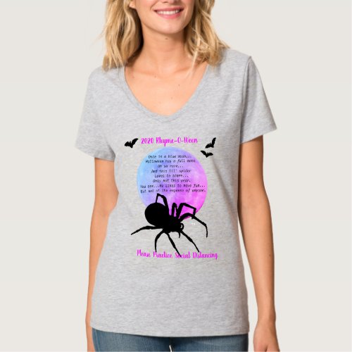 Halloween Full Moon _ Spider Basic Steel V_Neck T_Shirt